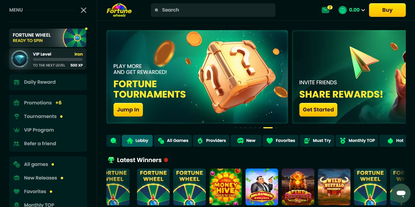 Fortune Wheelz Homepage