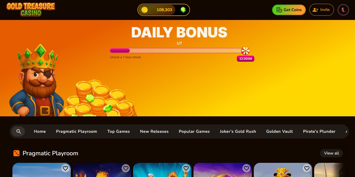 Gold Treasure Casino Homepage