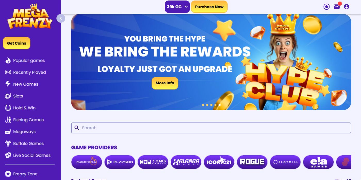 Mega Frenzy Homepage