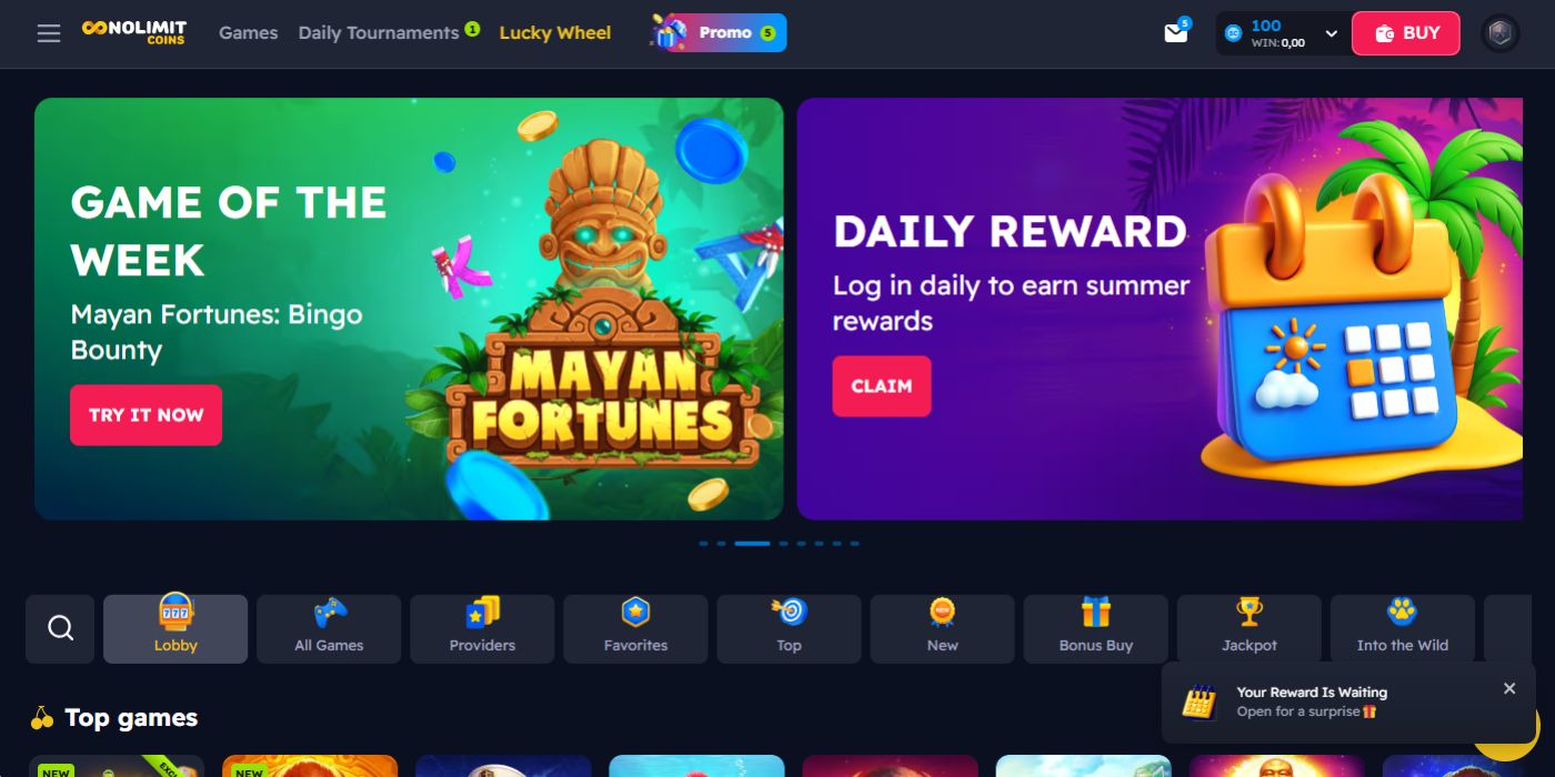 NoLimitCoins Homepage