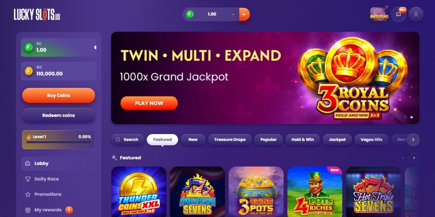 Lucky Slots New Homepage