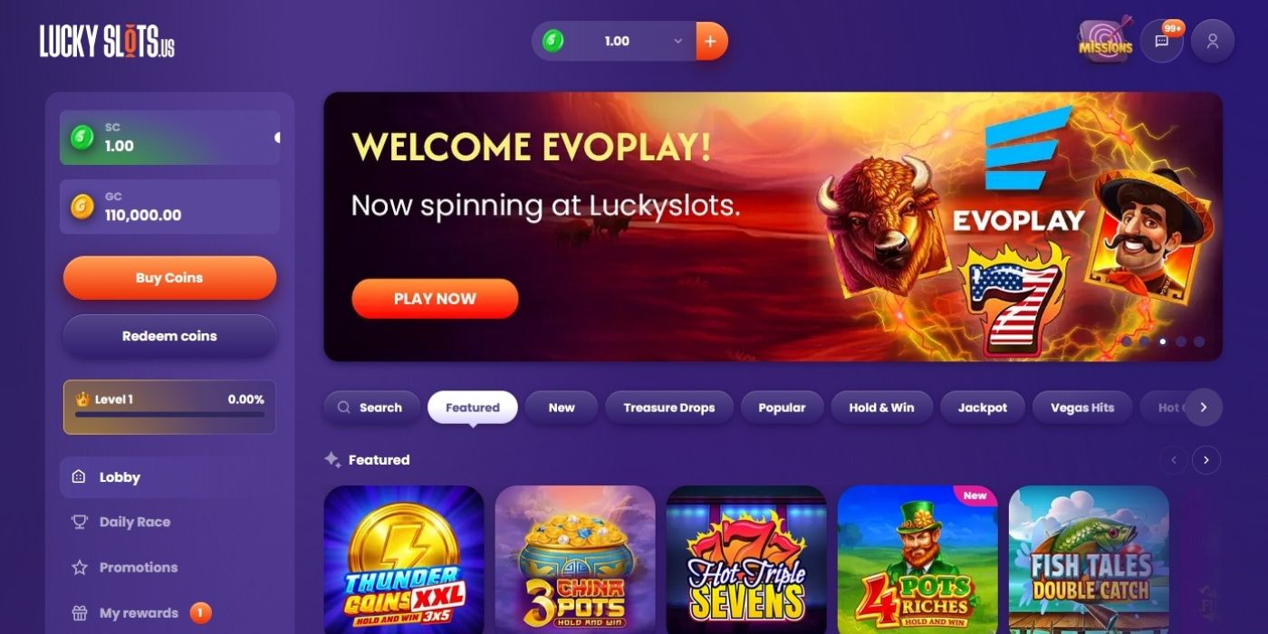 Lucky Slots Homepage